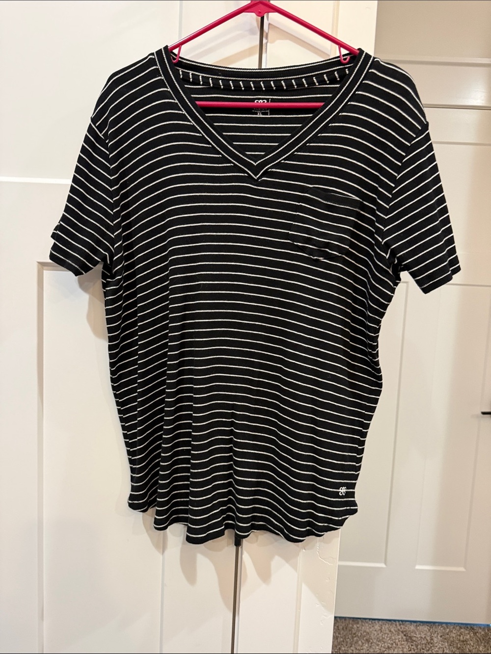 Albion Black Tee with White Stripes
